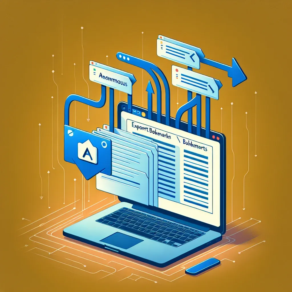 "Step-by-step guide to exporting bookmarks to HTML format on a computer, featuring a screenshot of the browser's bookmarks menu for easy navigation and user-friendly instructions."